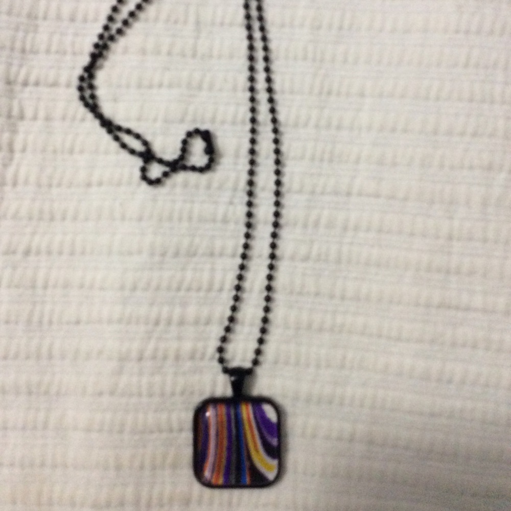 30” black square necklace